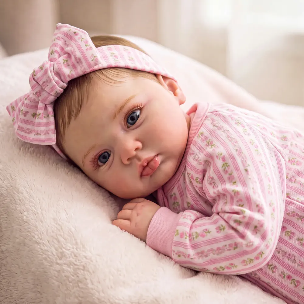 20" Reborn Baby Doll with Sweet Baby Face and Pink Outfit - Isel, photograph 5