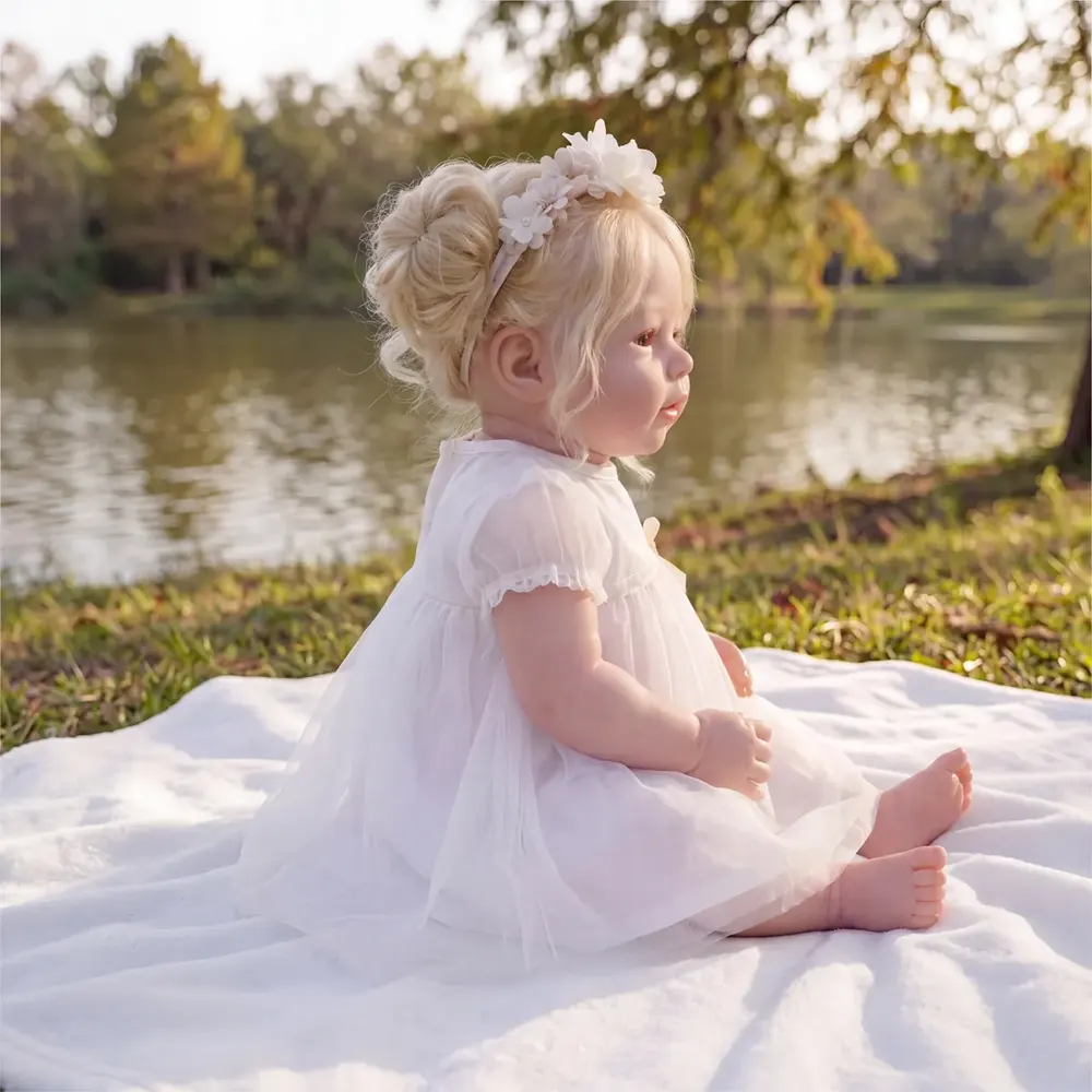20" Reborn Baby Dolls Girl with Heartbeat Coos and Breath Blonde Hair Girl - Miri, photograph 2