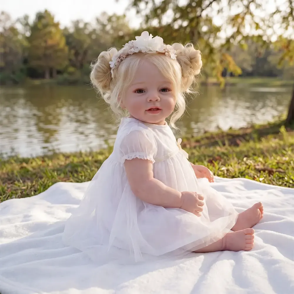 20" Reborn Baby Dolls Girl with Heartbeat Coos and Breath Blonde Hair Girl - Miri, photograph 3