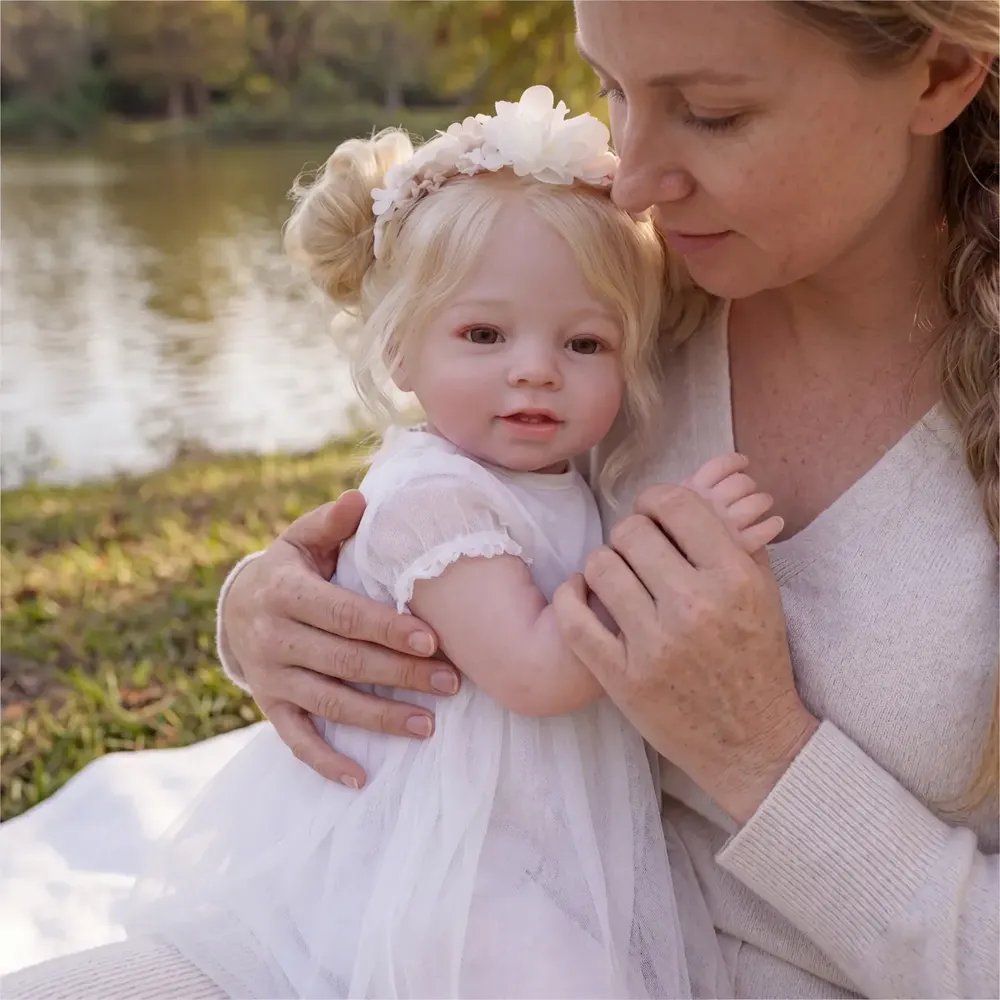20" Reborn Baby Dolls Girl with Heartbeat Coos and Breath Blonde Hair Girl - Miri, photograph 5