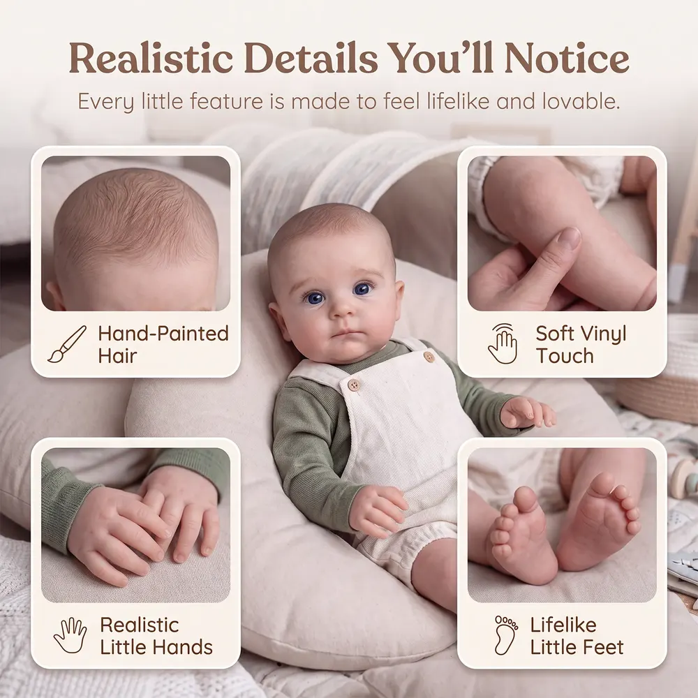 20" Reborn Toddler Baby Doll Realistic, Soft & Cuddly - Keir, photograph 6