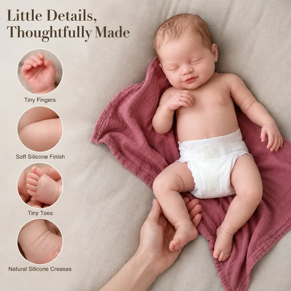 Full Body Silicone 12"/16"/20" Peaceful Sleeping Reborn Baby Doll - Orelis, photograph 4