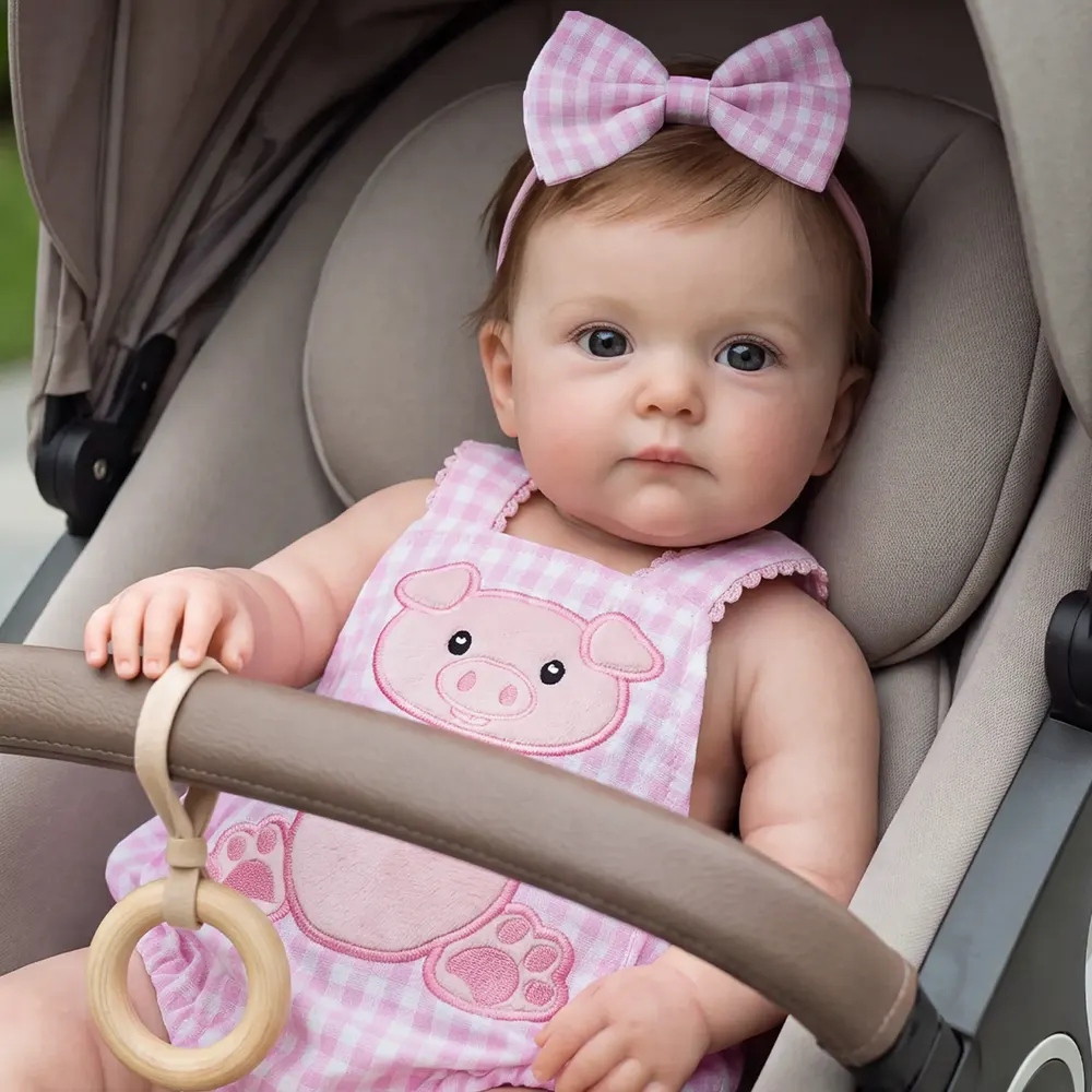 Full Body Silicone 12"/16" Reborn Baby Doll in Pink Plaid Outfit - Tansy