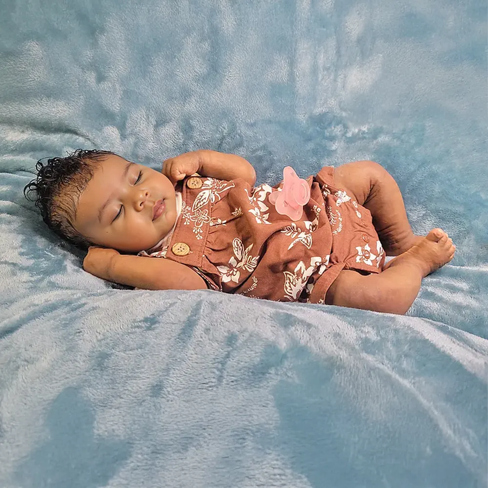 Full Body Silicone 12"/16" Reborn Baby Doll Lifelike Soft Body African American Girl – Amani, photograph 4