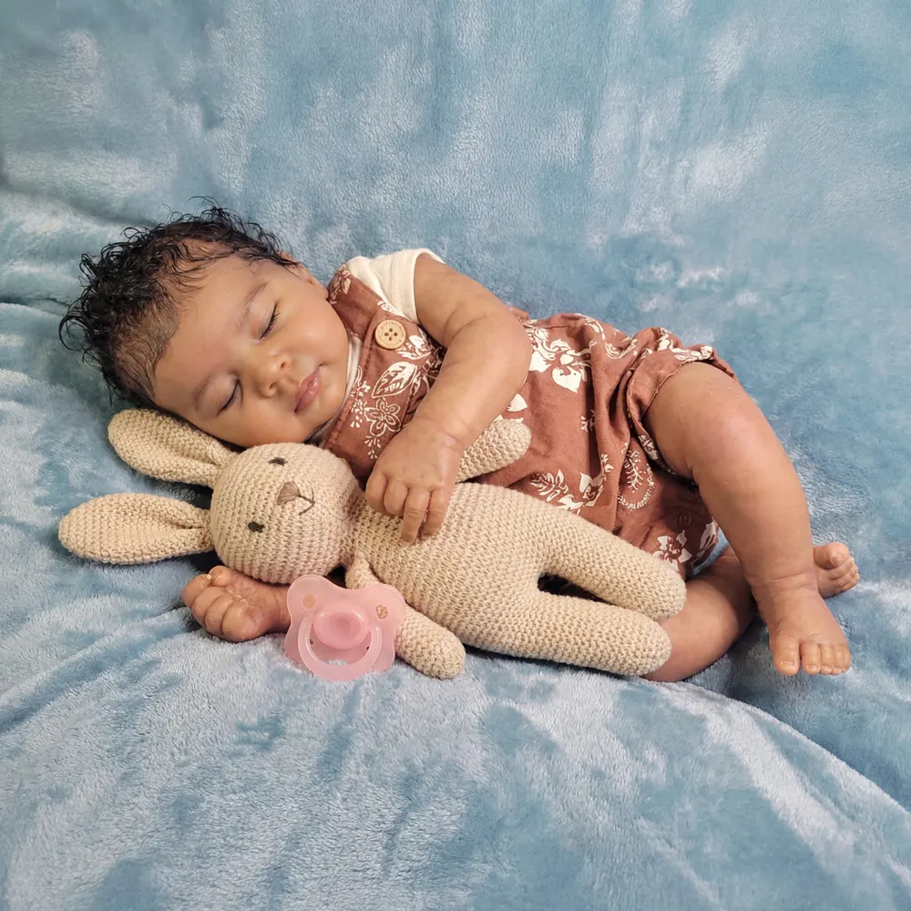 Full Body Silicone 12"/16" Reborn Baby Doll Lifelike Soft Body African American Girl – Amani, photograph 5