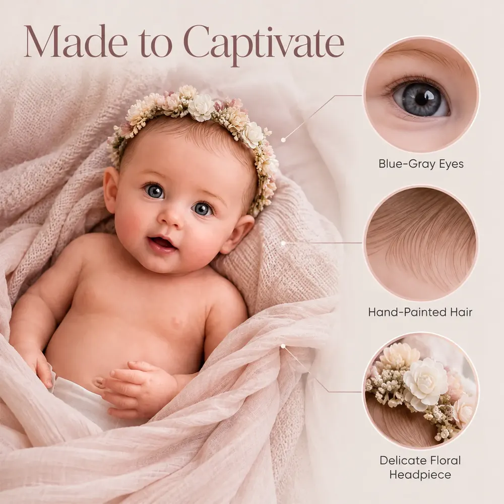 Full Body Silicone 12"/16"/20" Realistic Reborn Toddler Baby Doll - Sereia, photograph 2