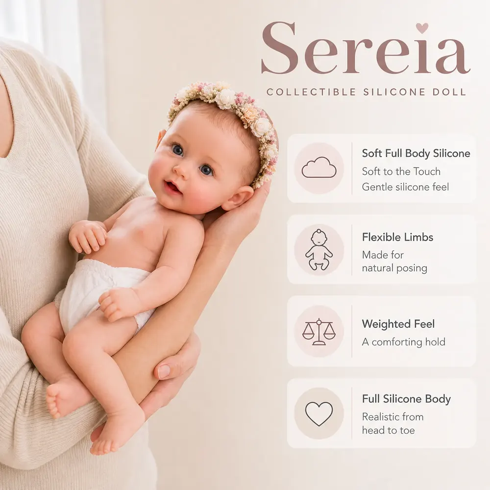 Full Body Silicone 12"/16"/20" Realistic Reborn Toddler Baby Doll - Sereia, photograph 3