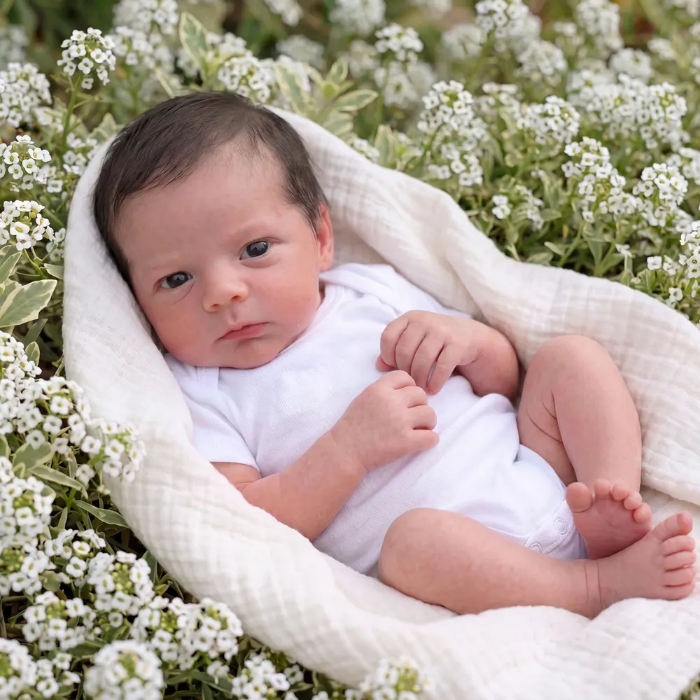 Full Body Silicone Reborn Baby Doll 12"/16" Lifelike Boy, White Romper, Wynne, photograph 2