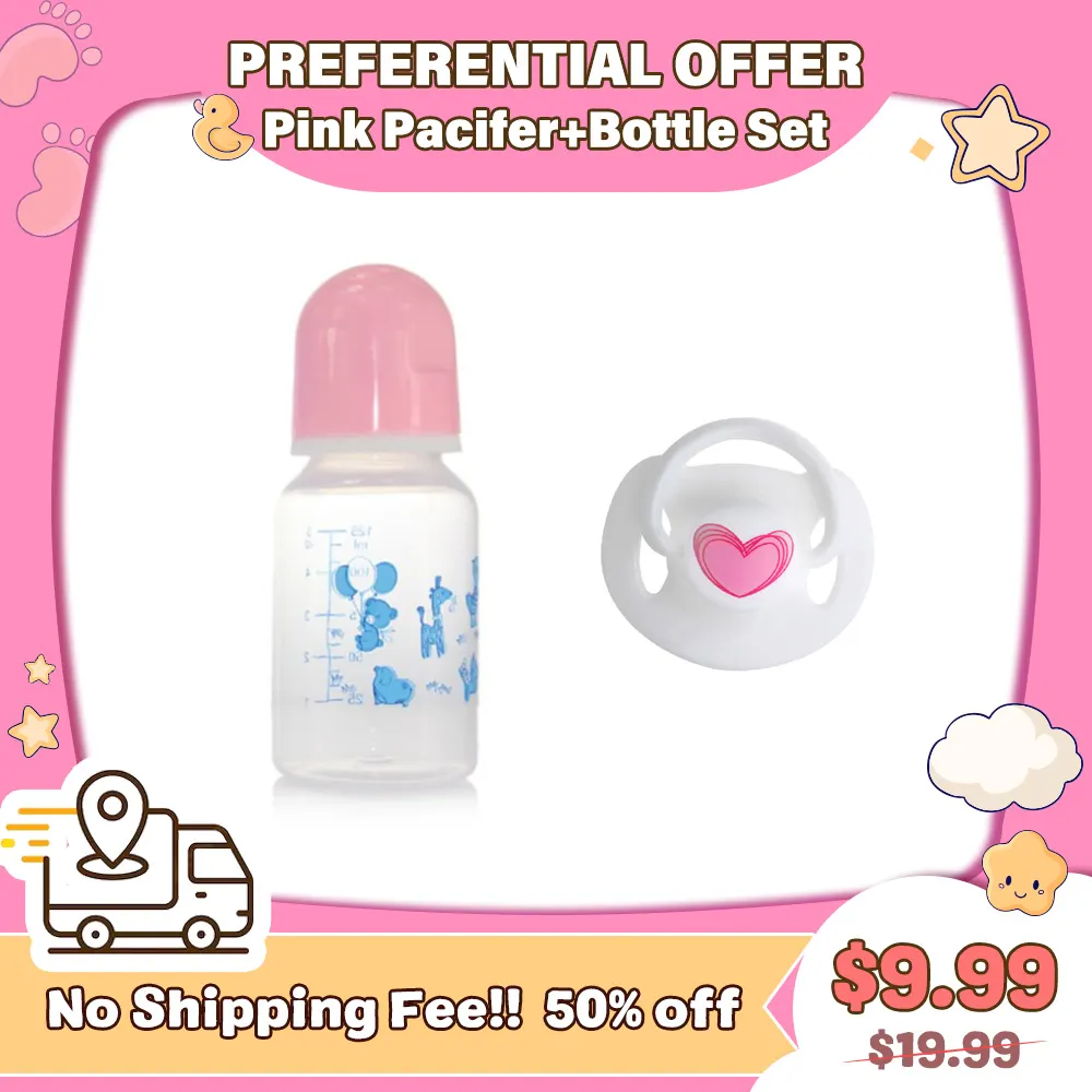 Pink Pacifier+Bottle Set
