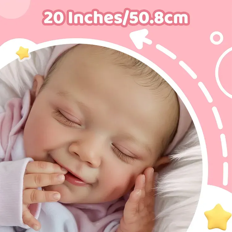 20" Theresa Truly Reborn Baby Girl Newborn Sleeping Doll with Heartbeat and Sound, photograph 3