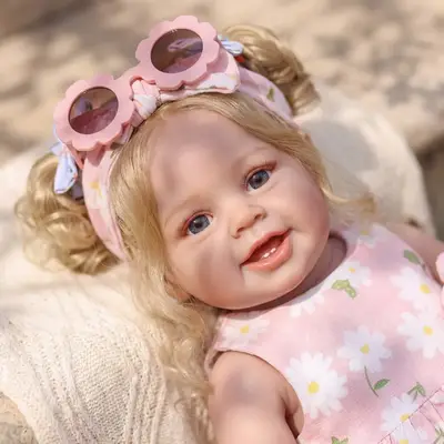 Realistic Reborn Baby Doll with Curly Blonde Hair, 20" Toddler Girl