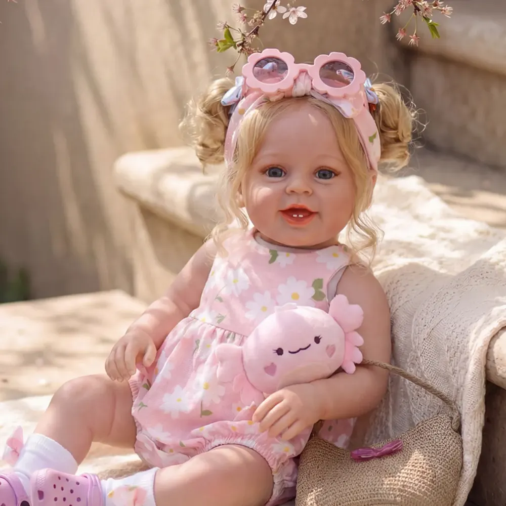Realistic Reborn Baby Doll with Curly Blonde Hair, 20" Toddler Girl, photograph 2