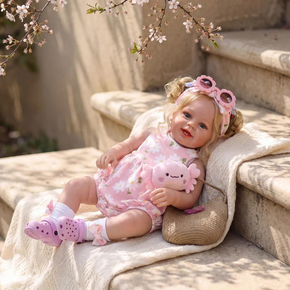 Realistic Reborn Baby Doll with Curly Blonde Hair, 20" Toddler Girl, photograph 4