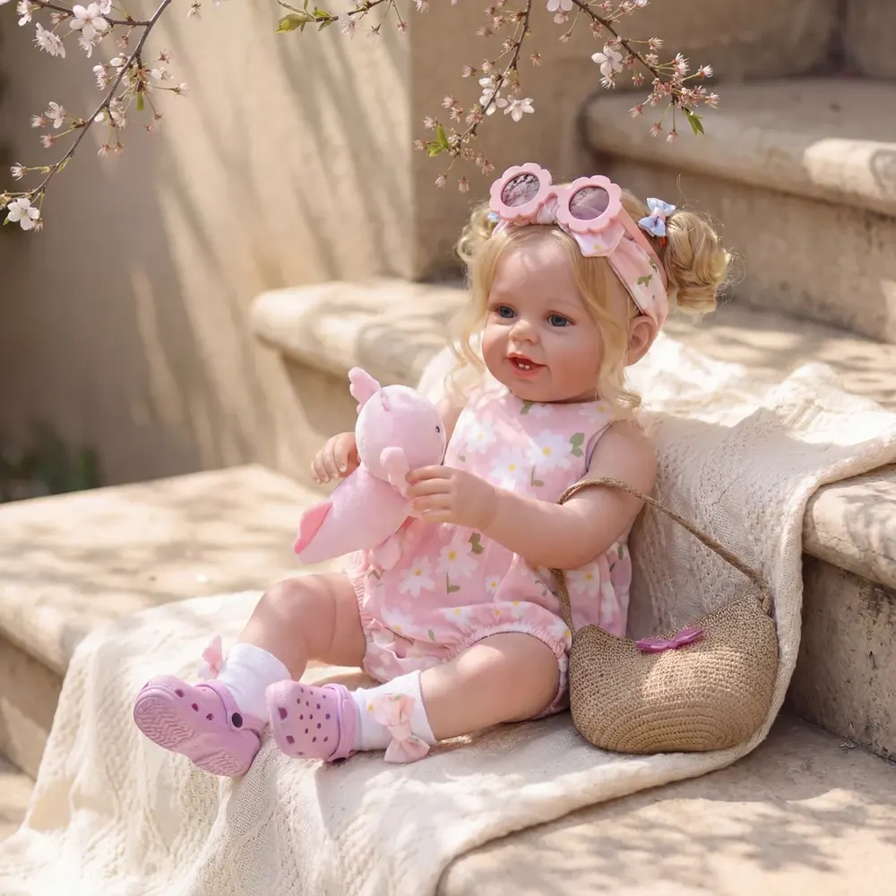 Realistic Reborn Baby Doll with Curly Blonde Hair, 20" Toddler Girl, photograph 5