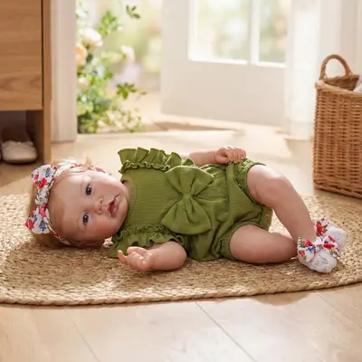Realistic Reborn Girl Doll with Smooth Blonde Hair, 20" Toddlers with Opened Eyes