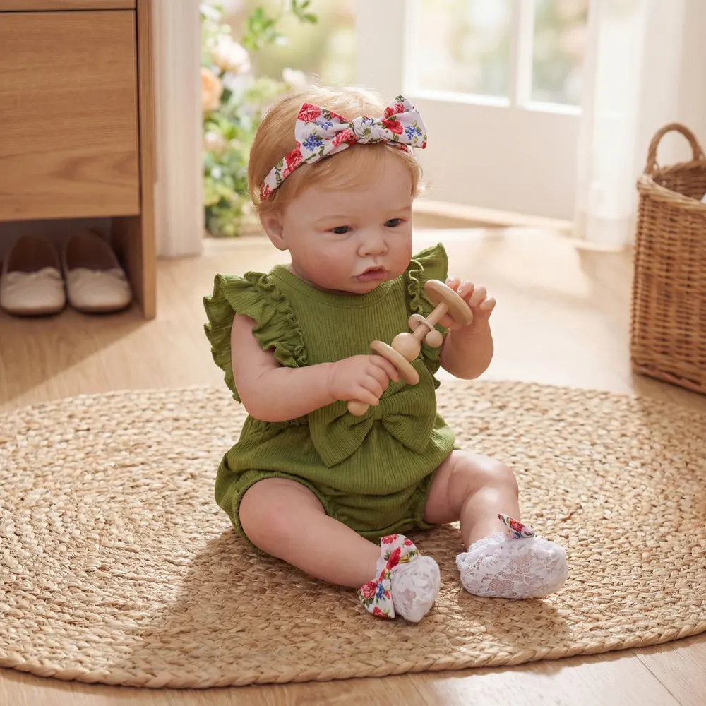 Realistic Reborn Girl Doll with Smooth Blonde Hair, 20" Toddlers with Opened Eyes, photograph 4