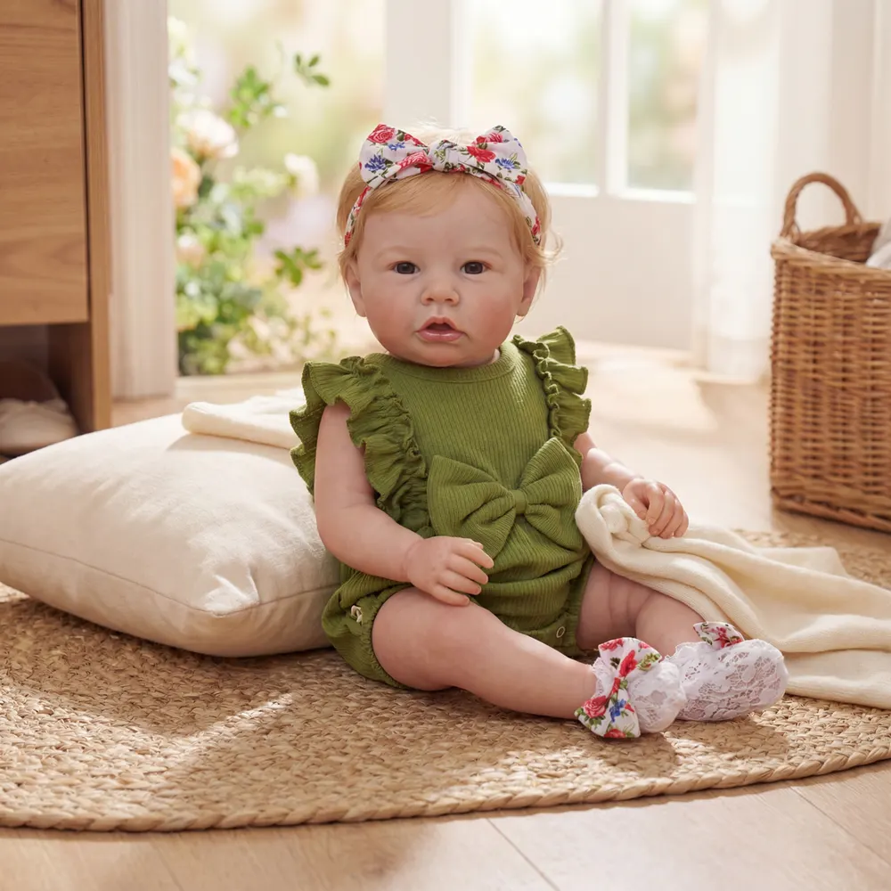 Realistic Reborn Girl Doll with Smooth Blonde Hair, 20" Toddlers with Opened Eyes, photograph 5