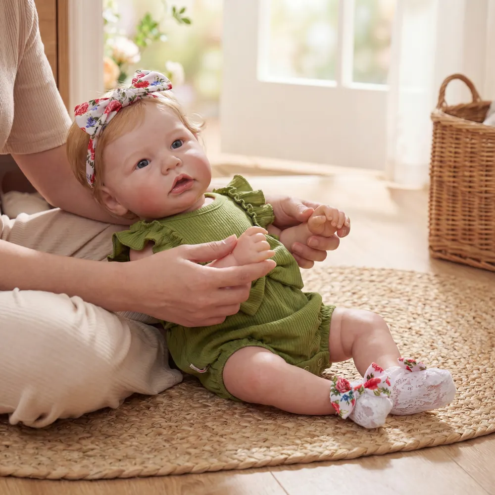Realistic Reborn Girl Doll with Smooth Blonde Hair, 20" Toddlers with Opened Eyes, photograph 6