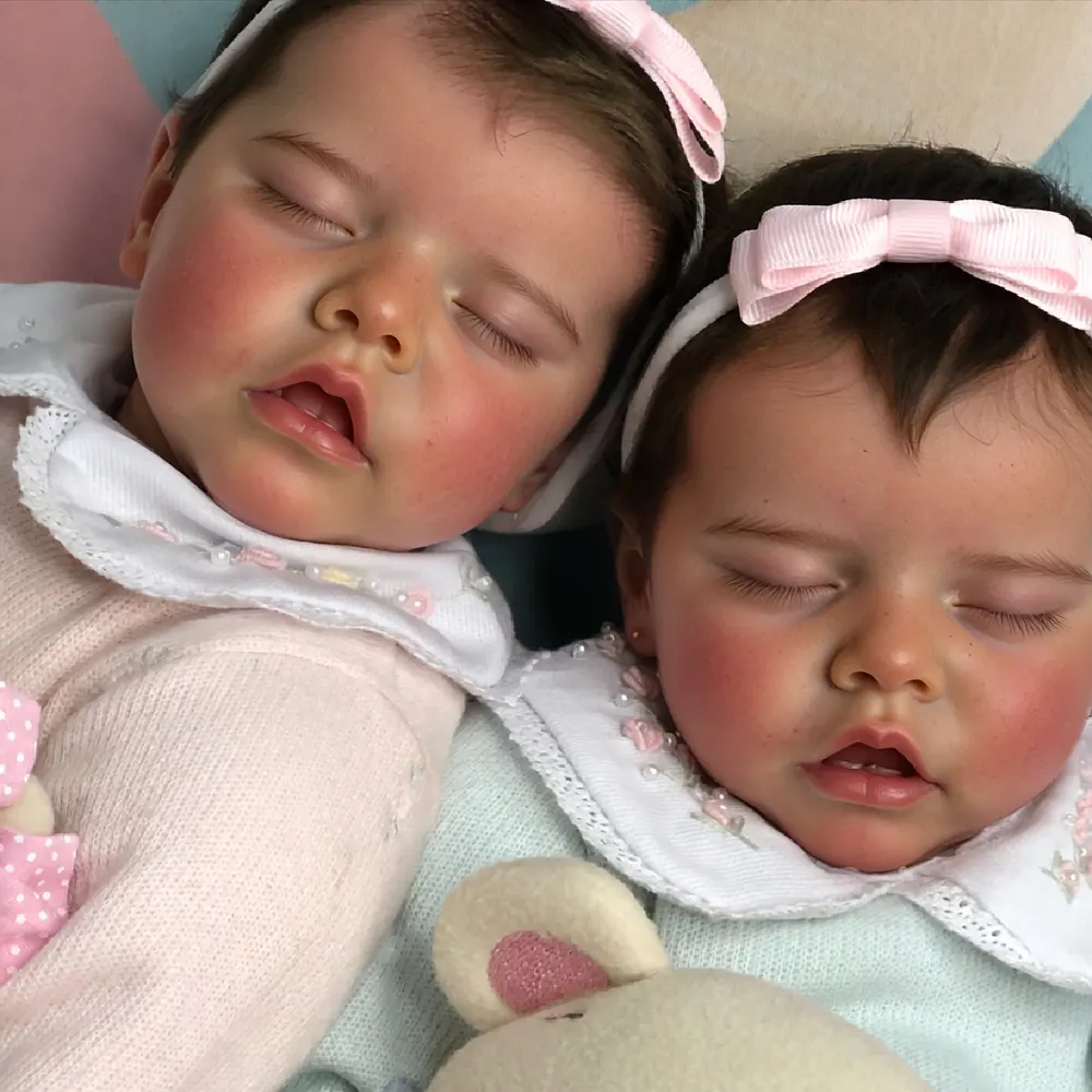 Reborn Baby Doll 17" Lifelike Soft Body Girl, Twins Sisters Fenella and Amabel