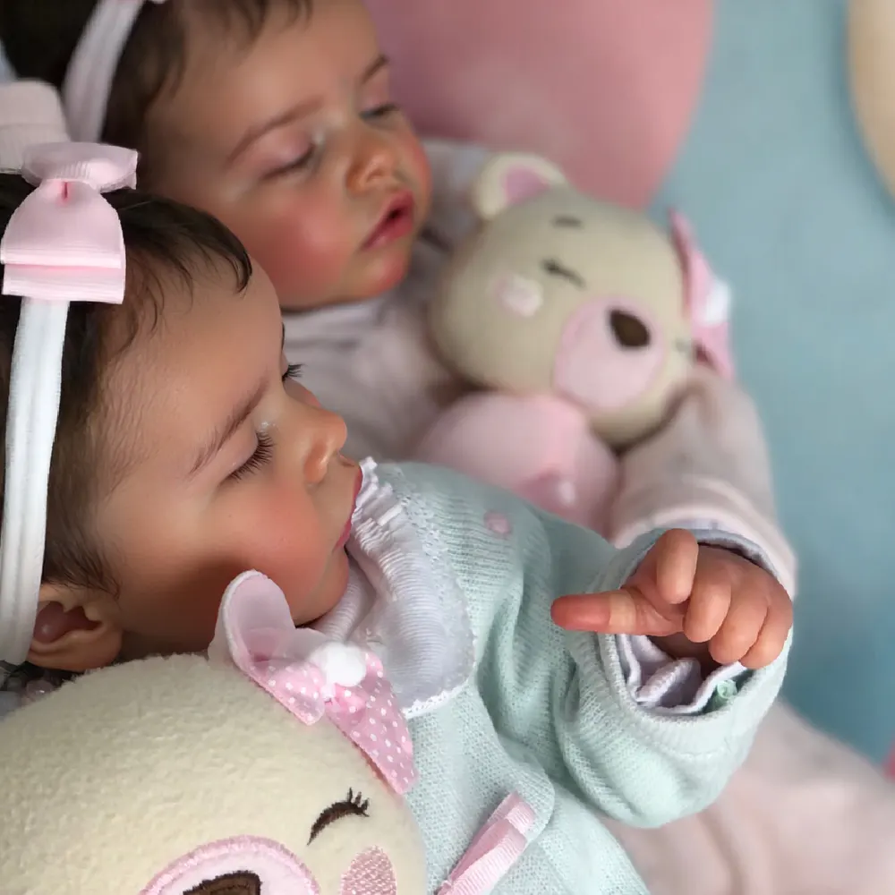 Reborn Baby Doll 17" Lifelike Soft Body Girl, Twins Sisters Fenella and Amabel, photograph 5