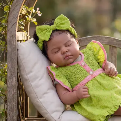 Reborn Baby Dolls in Black Skin with Heartbeat, 20" Toddler with Curly Fluffy Hair