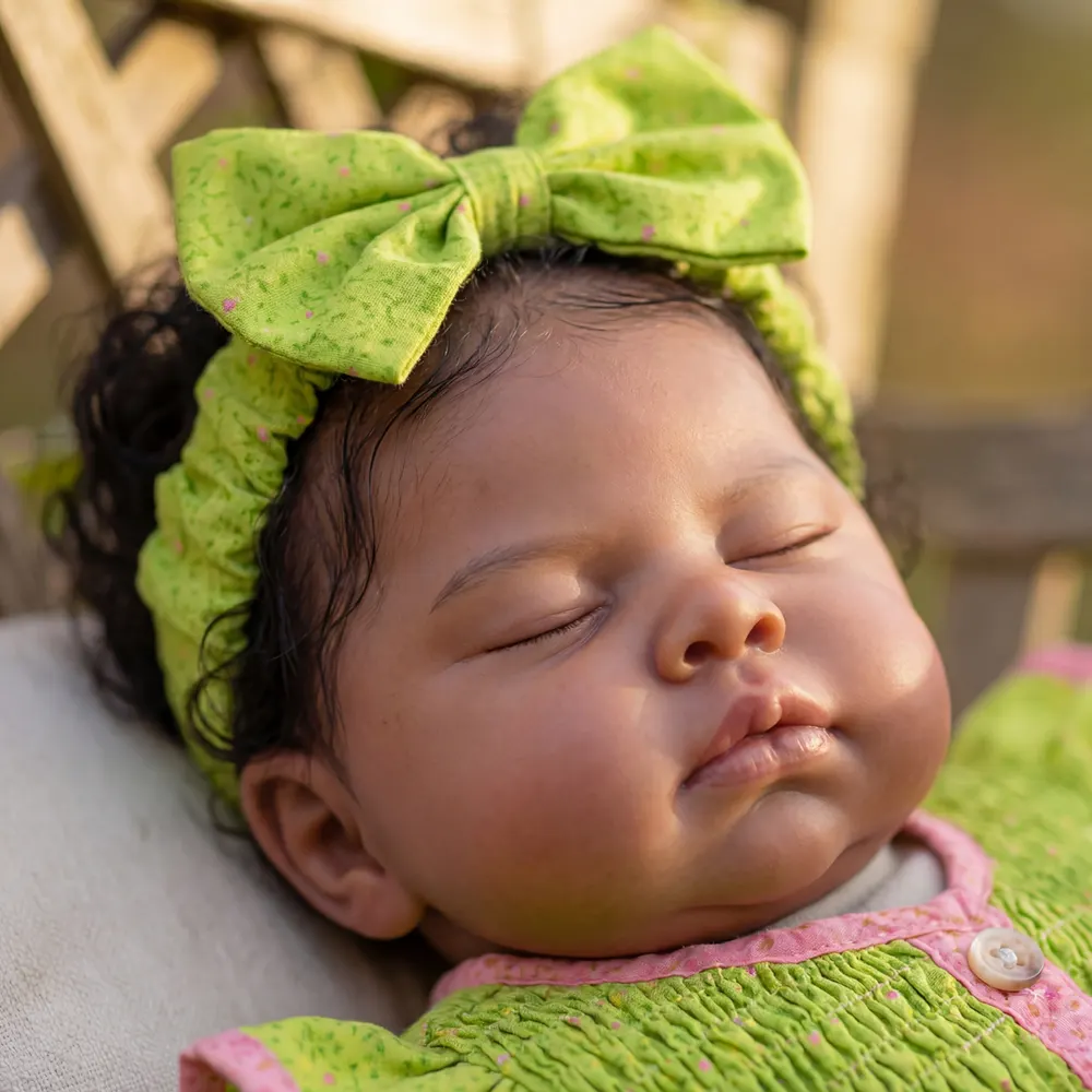 Reborn Baby Dolls in Black Skin with Heartbeat, 20" Toddler with Curly Fluffy Hair, photograph 2