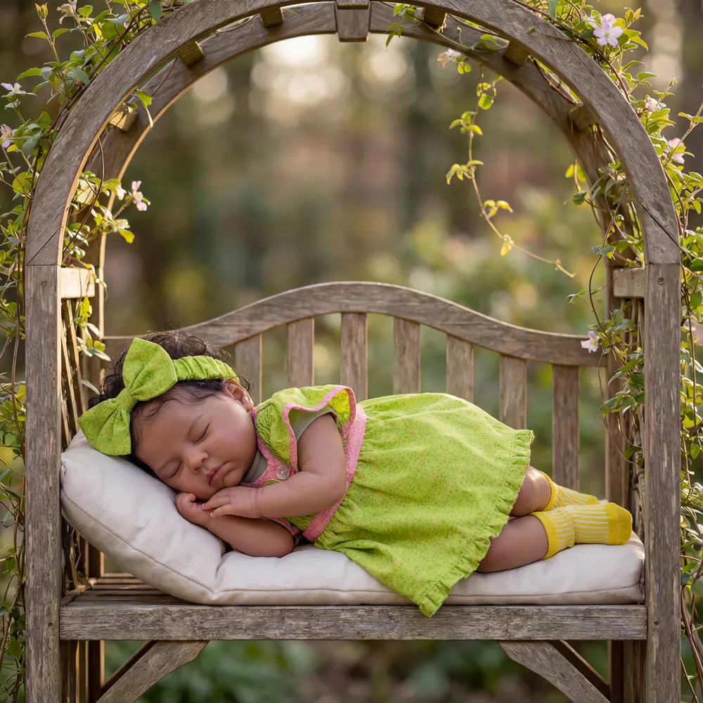 Reborn Baby Dolls in Black Skin with Heartbeat, 20" Toddler with Curly Fluffy Hair, photograph 4