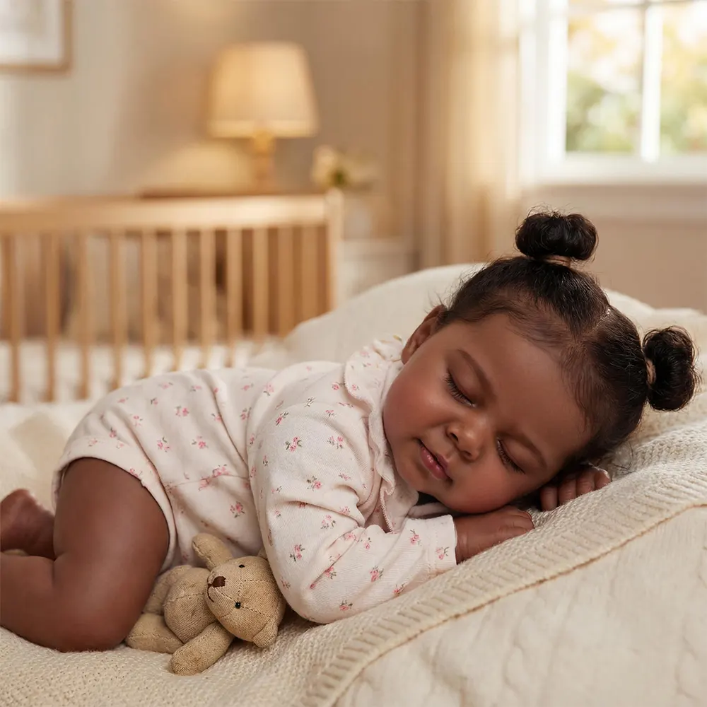 Reborn Baby Dolls with African American Skin, 20" Sleeping Toddler Girl