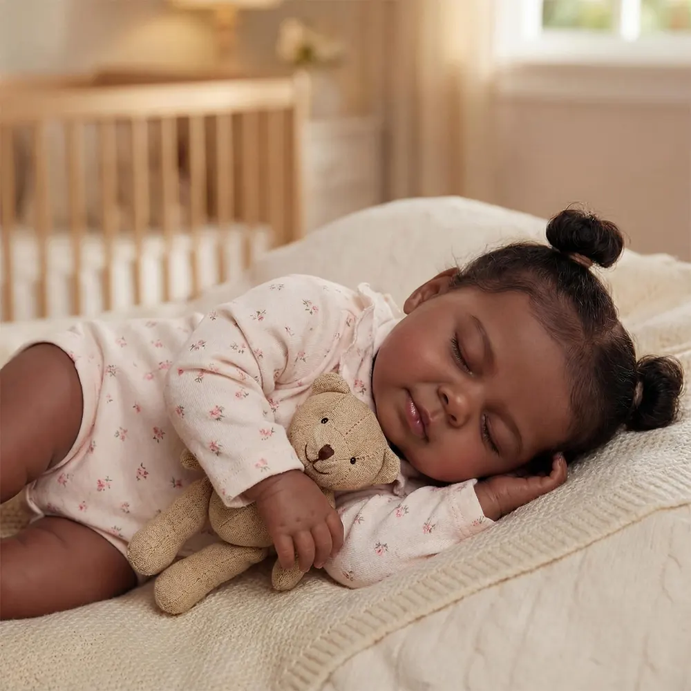 Reborn Baby Dolls with African American Skin, 20" Sleeping Toddler Girl, photograph 2