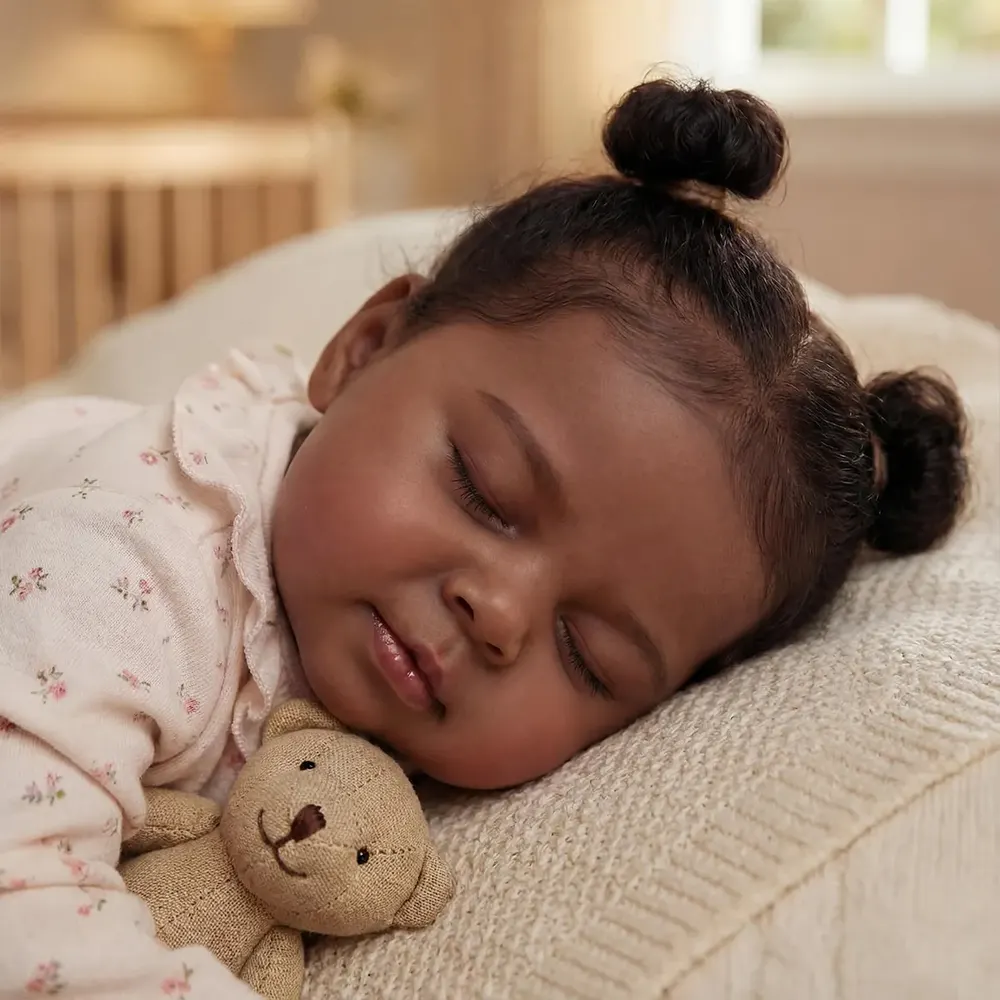 Reborn Baby Dolls with African American Skin, 20" Sleeping Toddler Girl, photograph 3