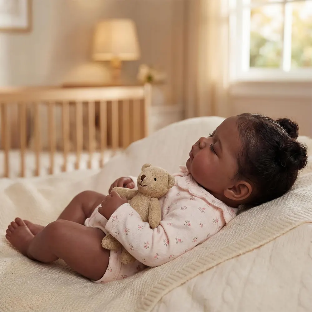 Reborn Baby Dolls with African American Skin, 20" Sleeping Toddler Girl, photograph 5