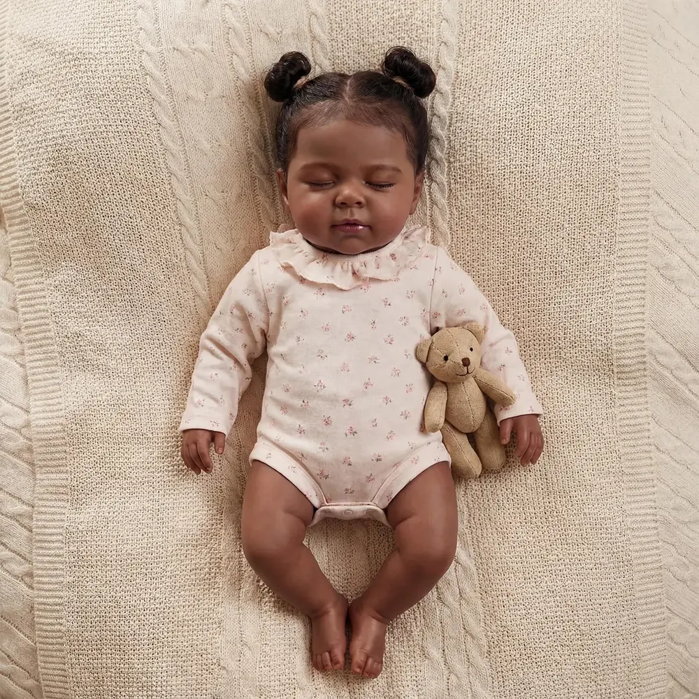 Reborn Baby Dolls with African American Skin, 20" Sleeping Toddler Girl, photograph 6