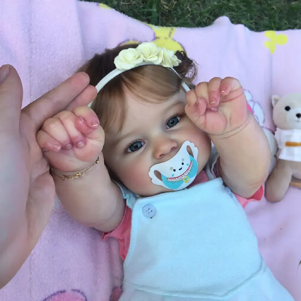 Reborn Baby Twins with Opened Eyes and Adorable Face, photograph 4