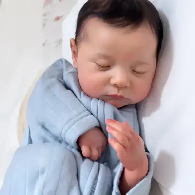 Reborn Dolls with Hand Rooted Brown Hair, 20" Newborn Baby Boy