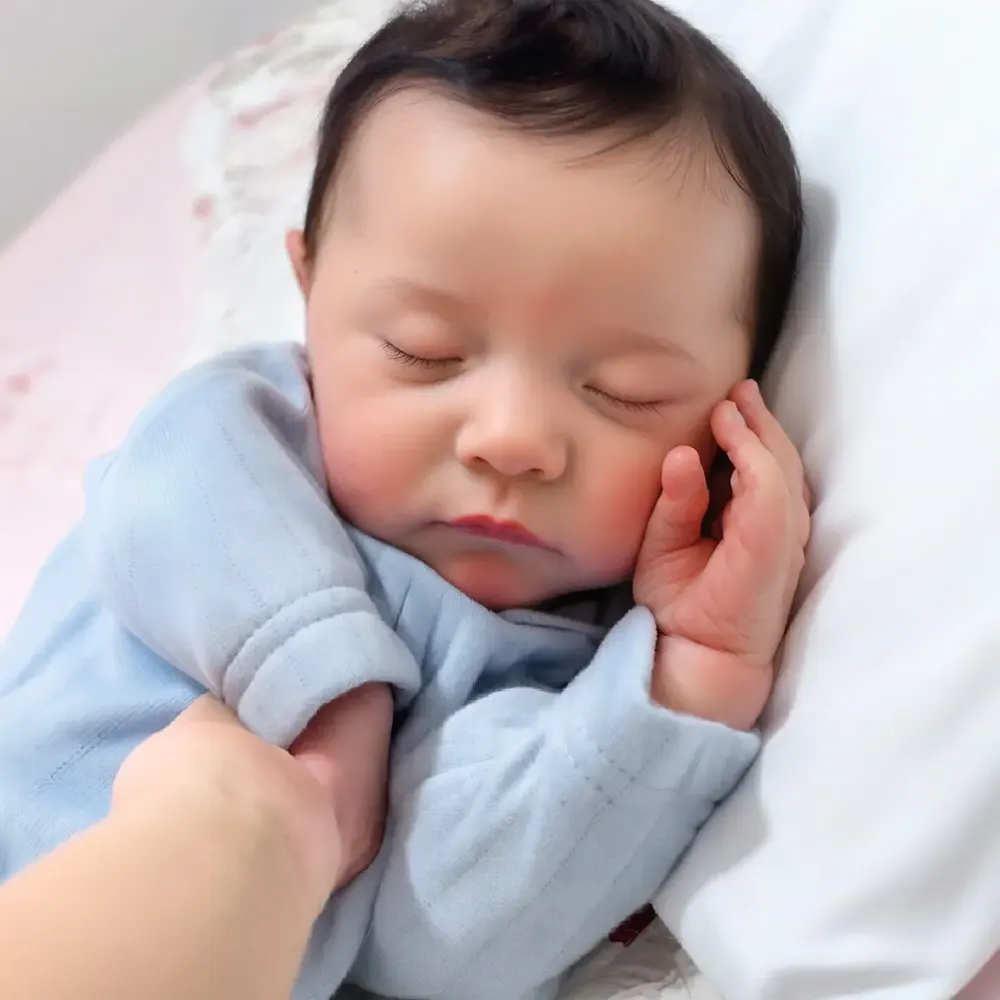 Reborn Dolls with Hand Rooted Brown Hair, 20" Newborn Baby Boy, photograph 2
