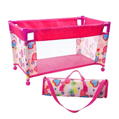 Simulation of Self-Assembly Reborn Baby Doll Sleeping Bed with Fenced Doll Bed