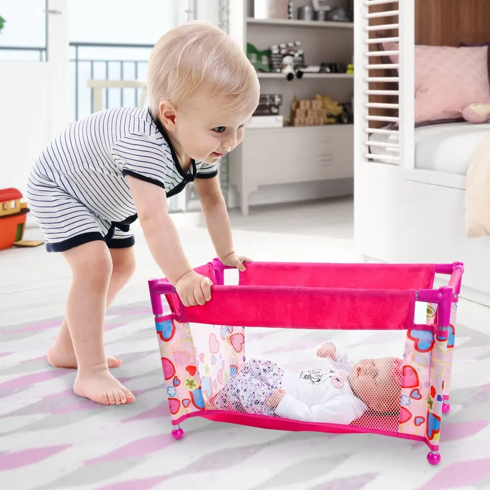 Simulation of Self-Assembly Reborn Baby Doll Sleeping Bed with Fenced Doll Bed, photograph 5
