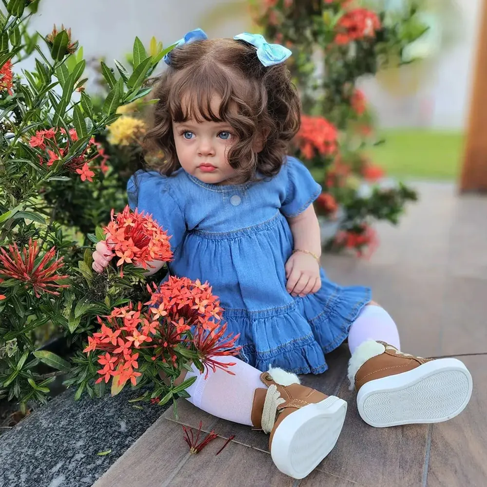 20" Roxanne Realistic Reborn Baby Toddler Doll Girl with Brown Hair Best Gift Ideas, photograph 2
