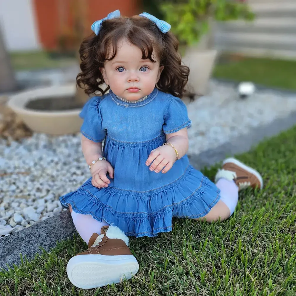 20" Roxanne Realistic Reborn Baby Toddler Doll Girl with Brown Hair Best Gift Ideas, photograph 3