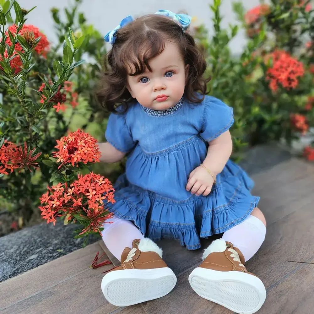 20" Roxanne Realistic Reborn Baby Toddler Doll Girl with Brown Hair Best Gift Ideas, photograph 4