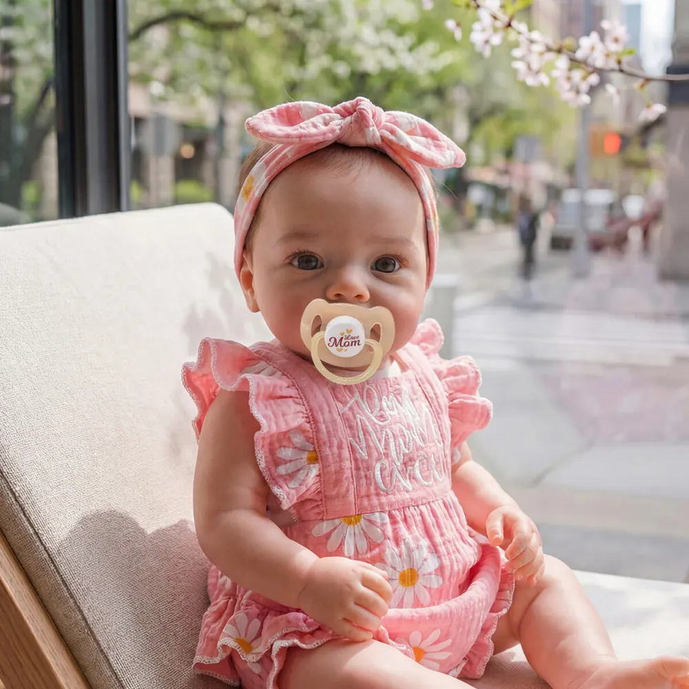 Special Reborn Baby Girl for Spring, 18" Newborns with Short Brown Hair as Gift, photograph 2