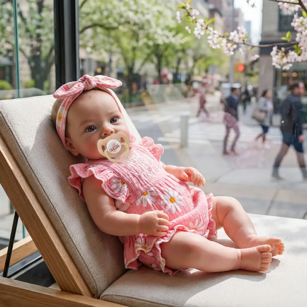 Special Reborn Baby Girl for Spring, 18" Newborns with Short Brown Hair as Gift, photograph 4