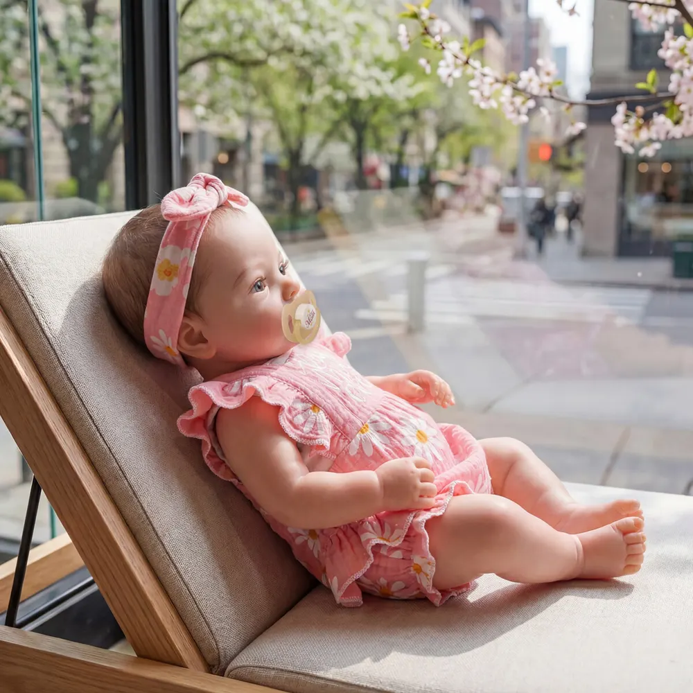 Special Reborn Baby Girl for Spring, 18" Newborns with Short Brown Hair as Gift, photograph 5