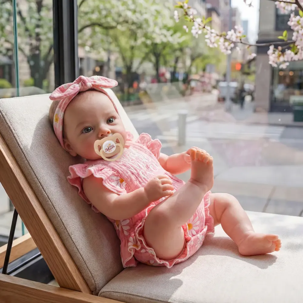 Special Reborn Baby Girl for Spring, 18" Newborns with Short Brown Hair as Gift, photograph 6