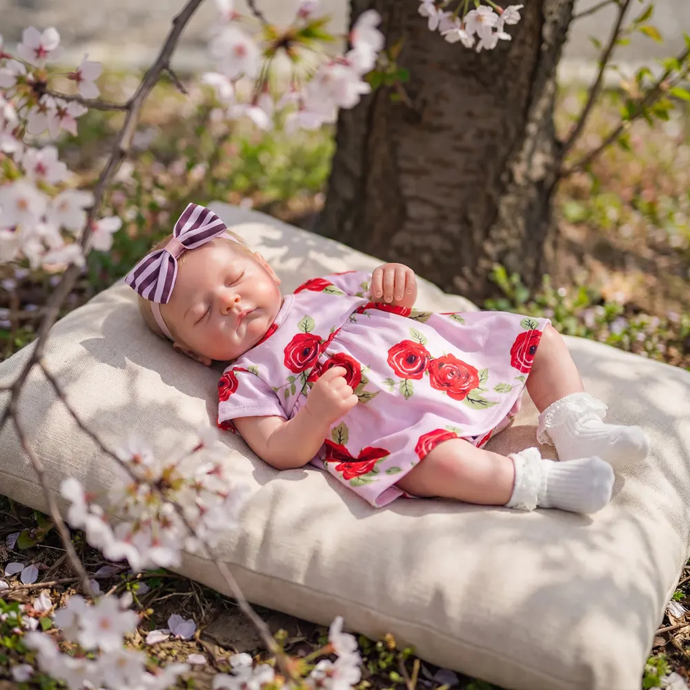 Spring Gift: 20" Newborn Reborn Baby Girl with Hand-Painted Hair and Closed Eyes