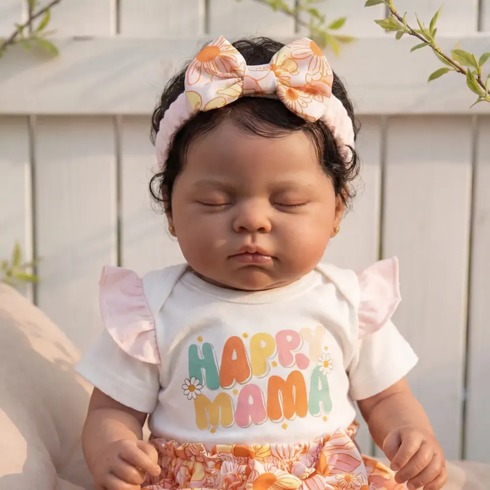 Toddler 20" African American Reborn Baby Girl with Silky Black Hair, photograph 2