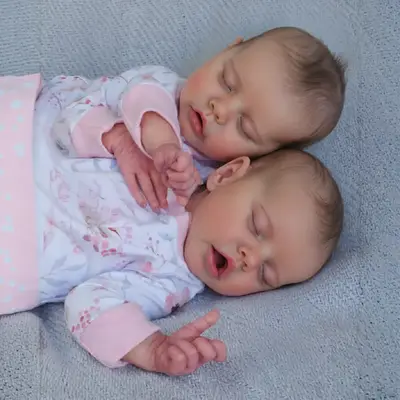 Twins 17" Reborn Baby Doll in Asleep with Lifelike Heartbeat and Breath