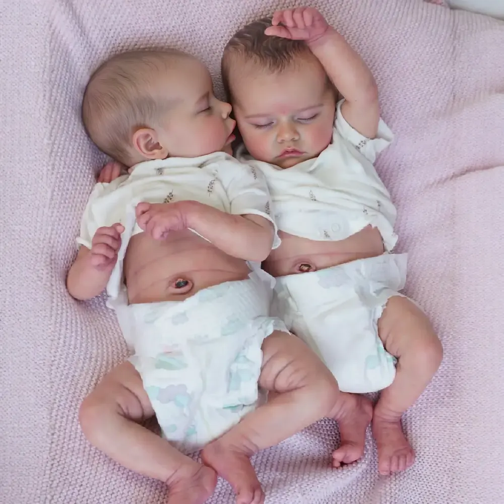 Twins 17" Reborn Baby Doll with Weighted Vinyl Body and Hand-Painted Hair, photograph 4