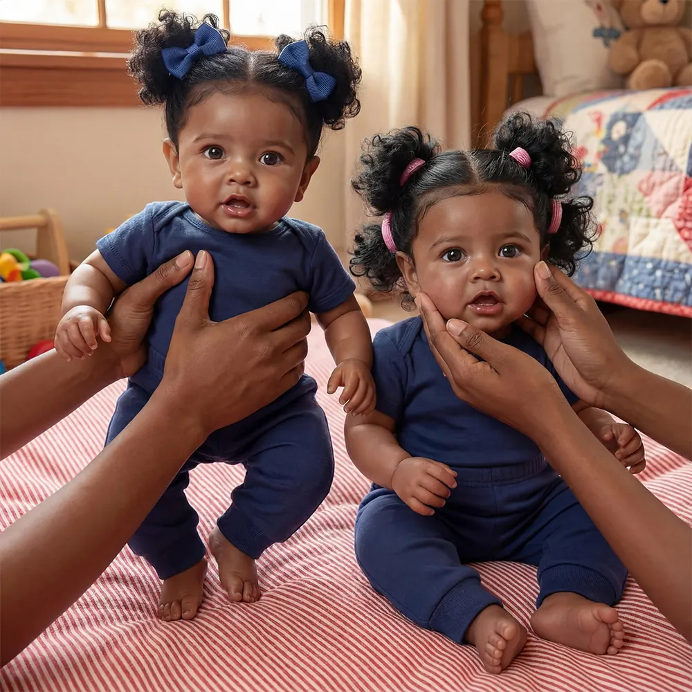 Twins 20" Heartbeat Breathing Reborn Baby Doll featuring Vinyl Skin, photograph 6
