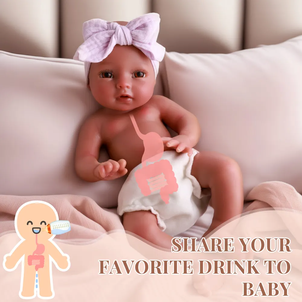 Wet and Drink System Terry 12" Realistic Silicone Smiling Baby Little Infant Girl